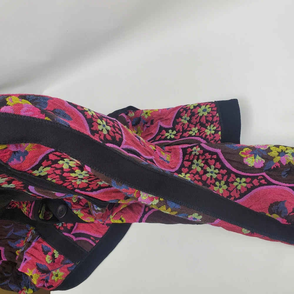 Canvasback Vintage Vibrant Multicolor Flower Cotton Blend Blazer Size 14 - Picture 6 of 9